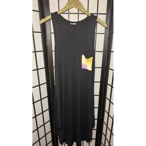 Blumin Black Sleeveless Summer Dress Tie Dye Pocket Size Small